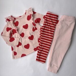 Cat & Jack Valentines Day Set with Bonus Pale Pink Sweatpants